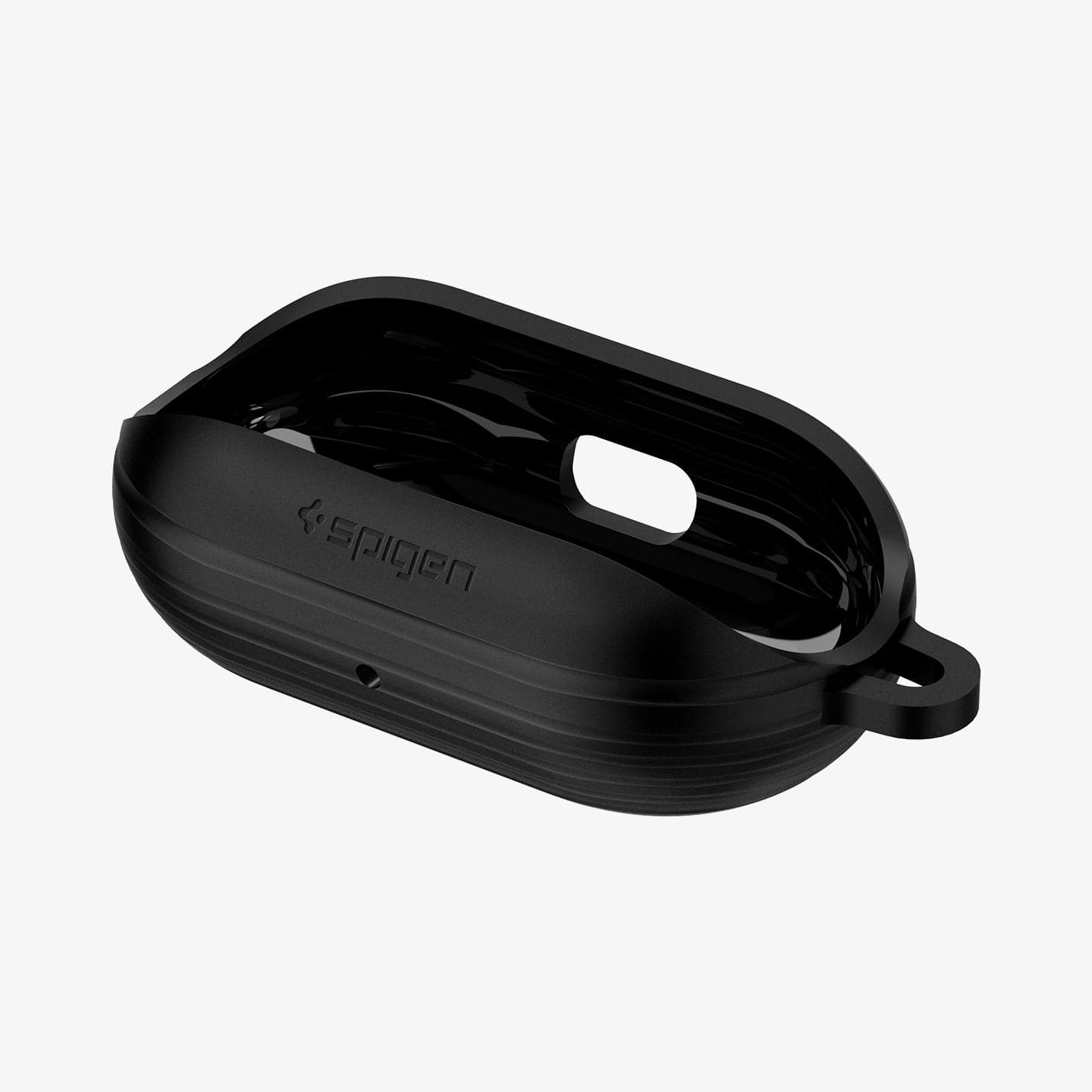 ASD00260 - Galaxy Buds Plus Case Liquid Air in black showing the top and partial inside of case