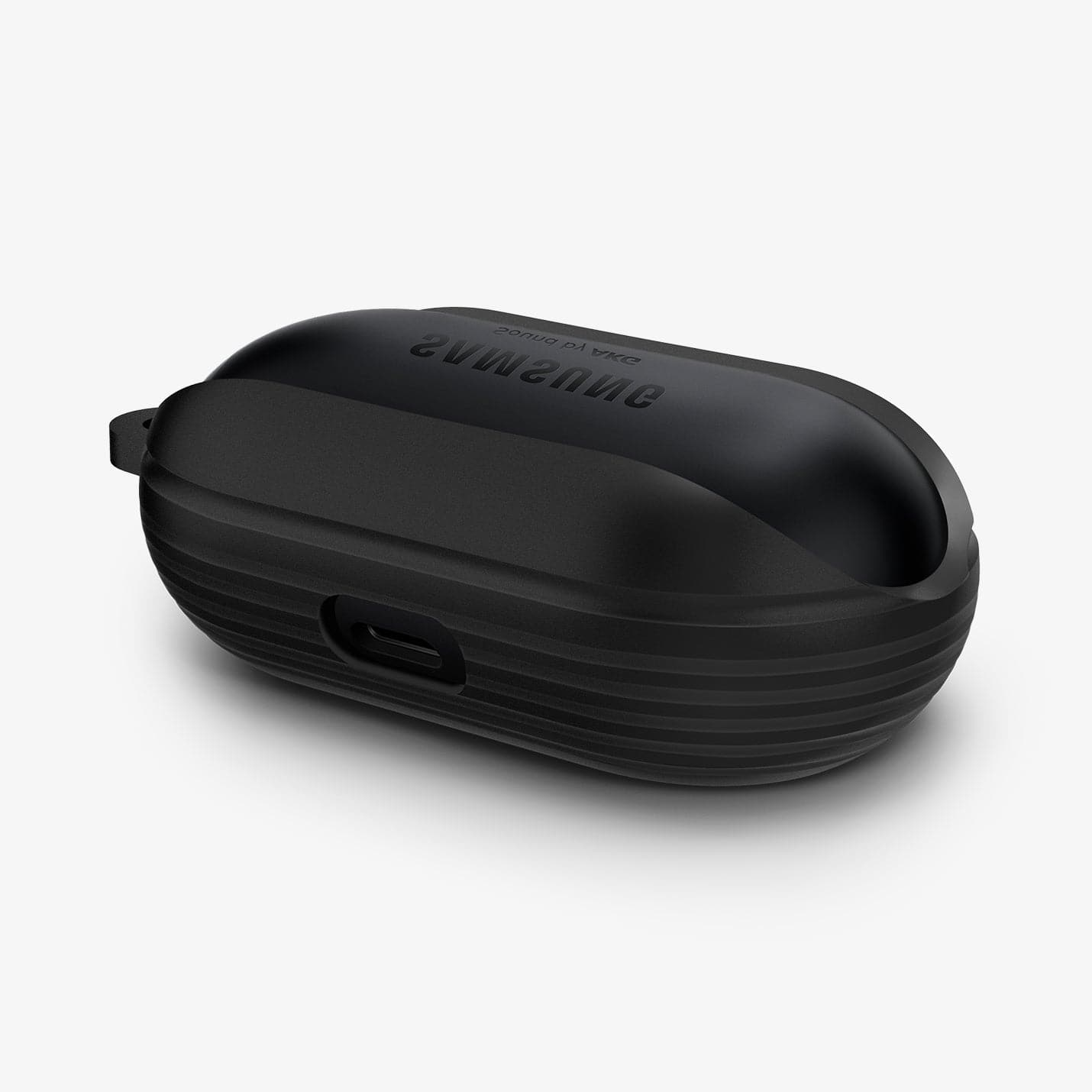 ASD00260 - Galaxy Buds Plus Case Liquid Air in black showing the front, side and partial top
