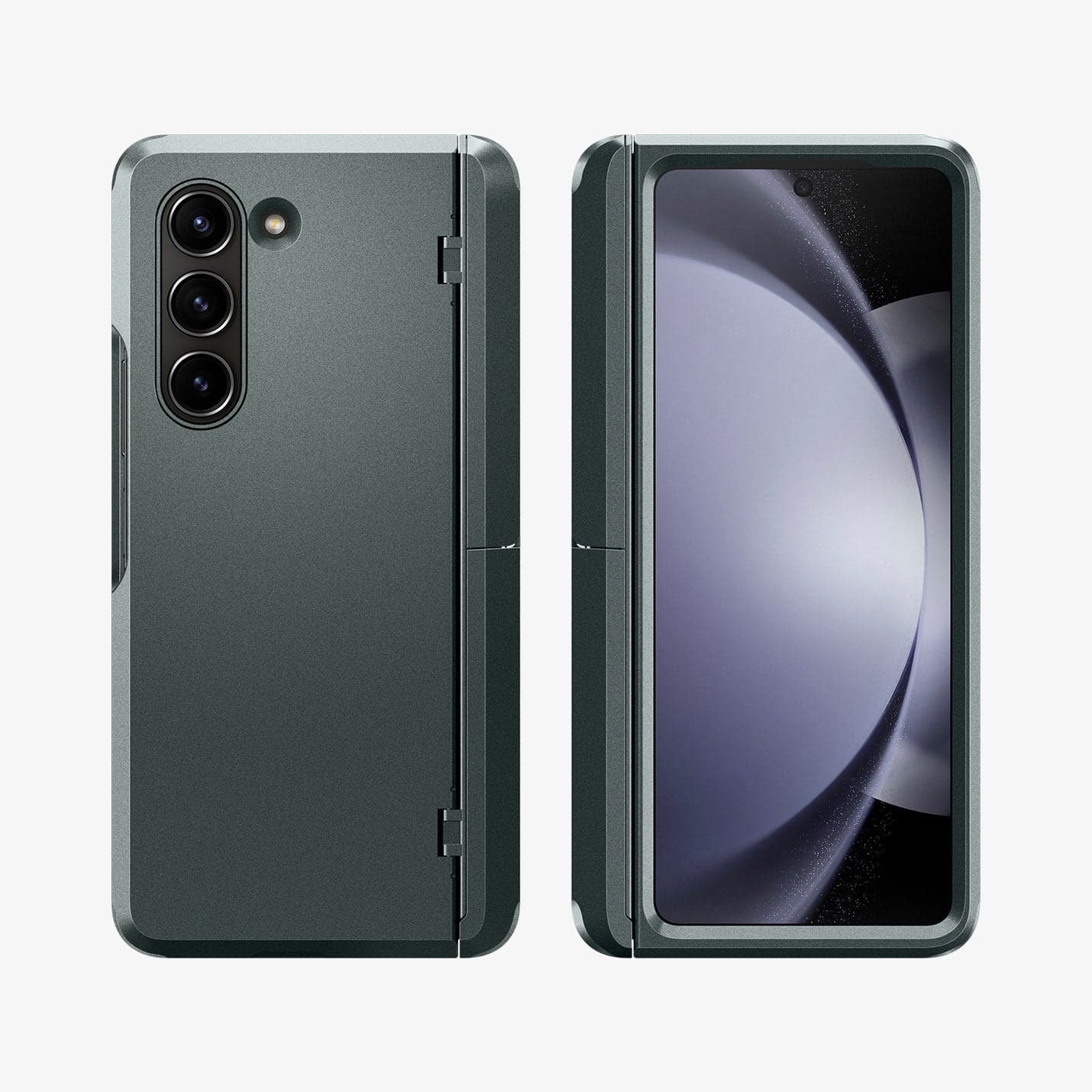 ACS06215 - Galaxy Z Fold 5 Case Tough Armor Pro P in abyss green showing the back and front with space in between