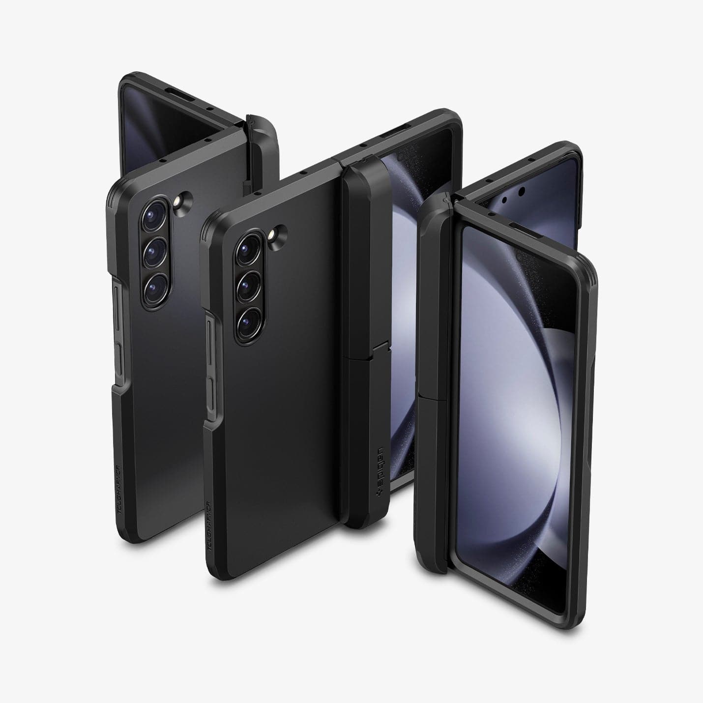 ACS06214 - Galaxy Z Fold 5 Case Tough Armor Pro P in black showing the back and front of multiple devices