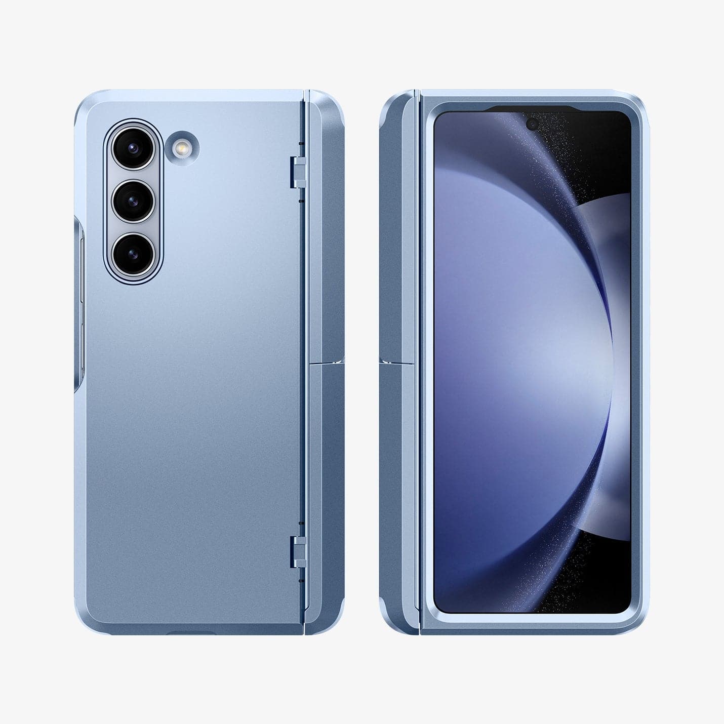 ACS06870 - Galaxy Z Fold 5 Case Tough Armor Pro P in sierra blue showing the back and front with space in between