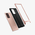 ACS01575 - Galaxy Note 20 Ultra Neo Hybrid Case in bronze showing the multiple layers of case hovering behind the device
