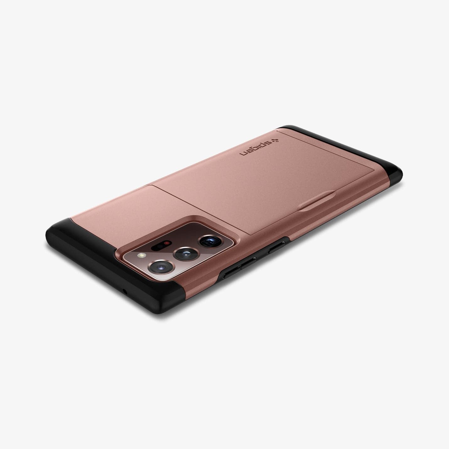 ACS01573 - Galaxy Note 20 Ultra Slim Armor CS Case in bronze showing the back, top and side with device laying flat