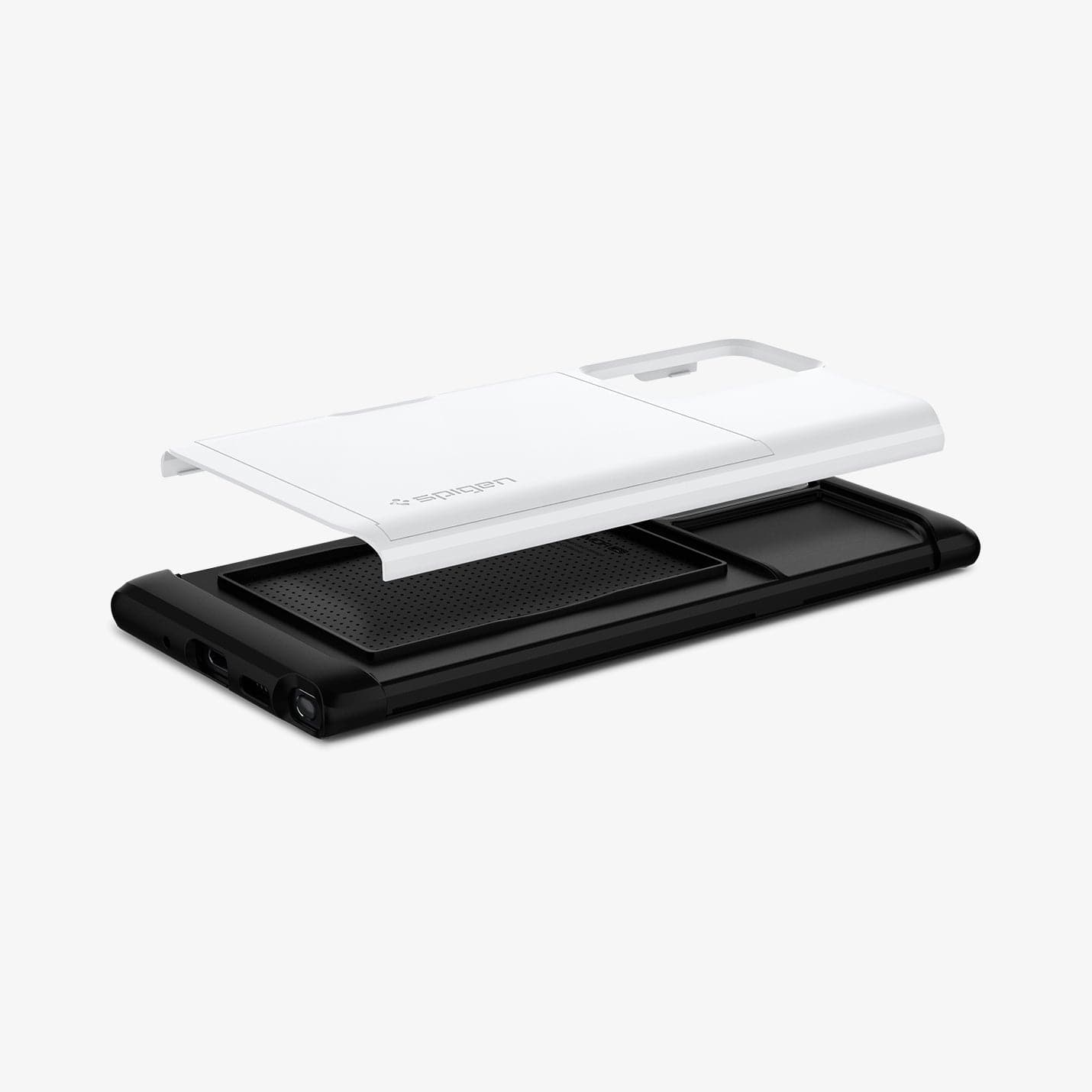 ACS01572 - Galaxy Note 20 Ultra Slim Armor CS Case in white showing the card slot layer hovering above the rest of case