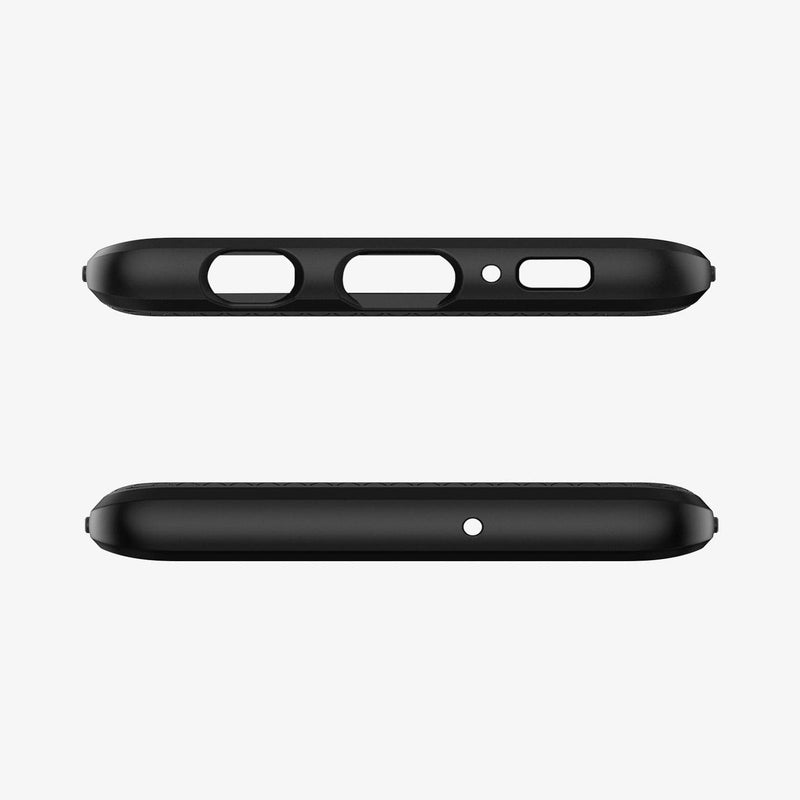 606CS25764 - Galaxy S10 Plus Liquid Air Case in black showing the top and bottom