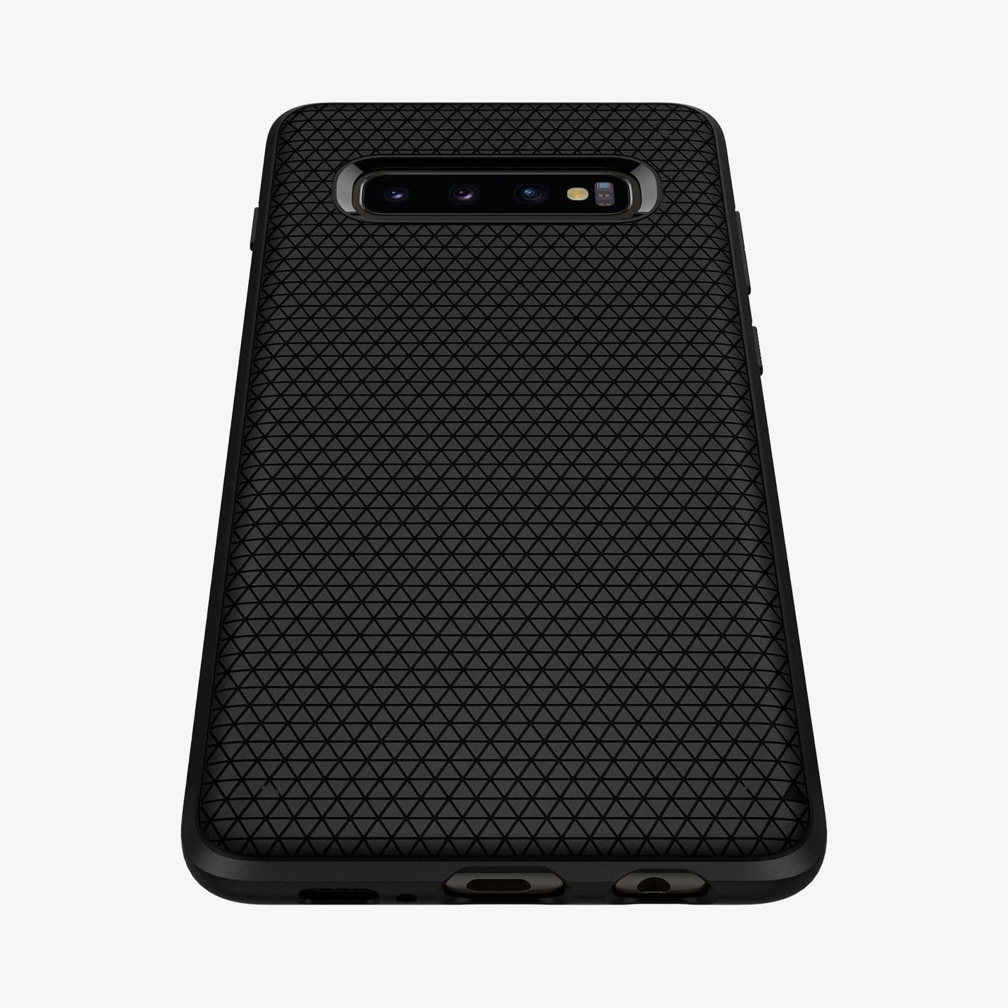 606CS25764 - Galaxy S10 Plus Liquid Air Case in black showing the back and bottom zoomed in