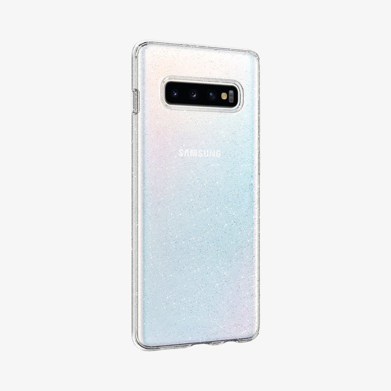 606CS25762 - Galaxy S10 Plus Liquid Crystal Glitter Case in crystal quartz showing the back and partial side