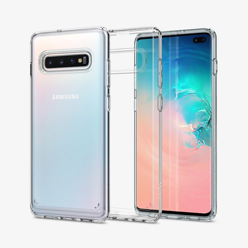 606CS25766 - Galaxy S10 Plus Ultra Hybrid Case in crystal clear showing the back, inside and front