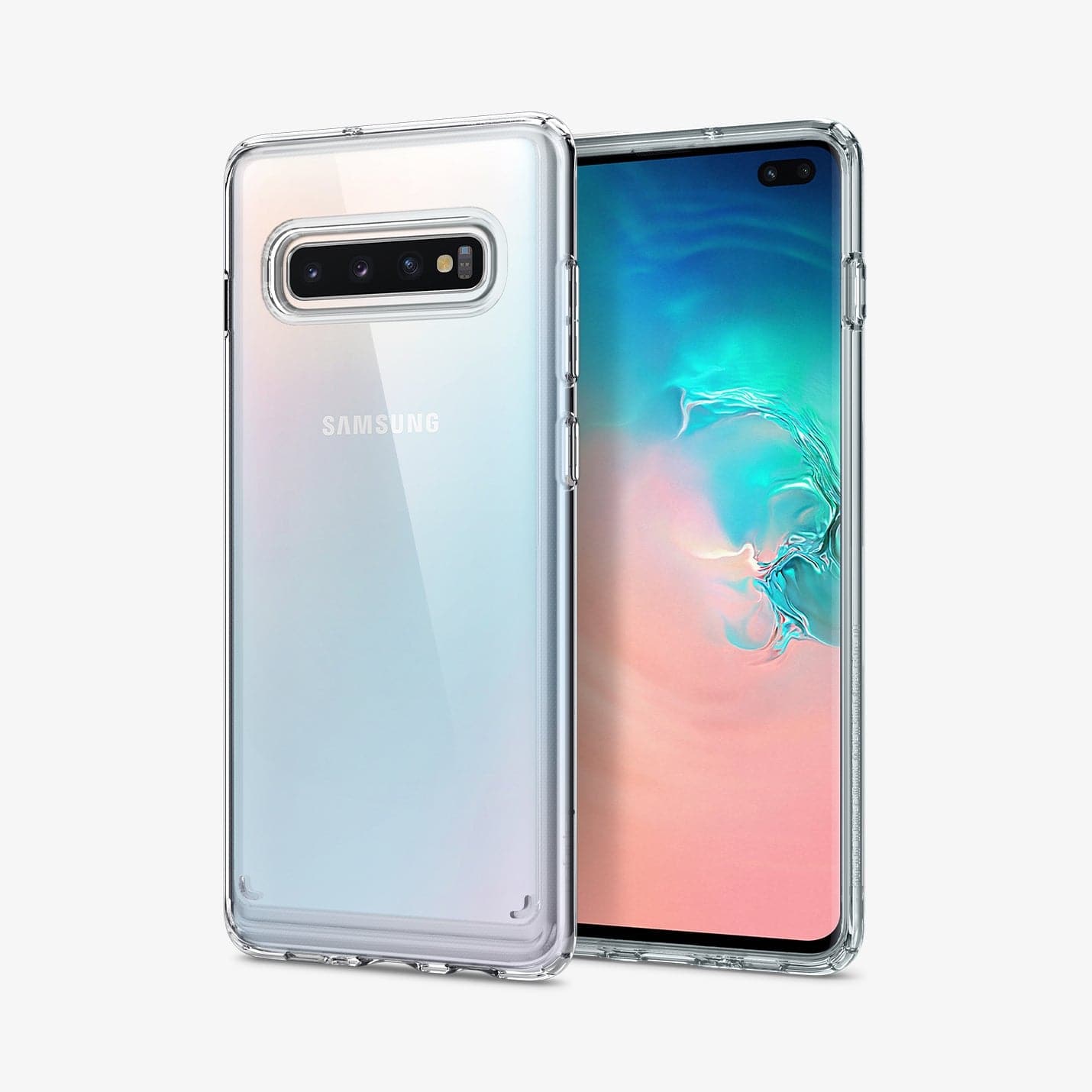606CS25766 - Galaxy S10 Plus Ultra Hybrid Case in crystal clear showing the back and front