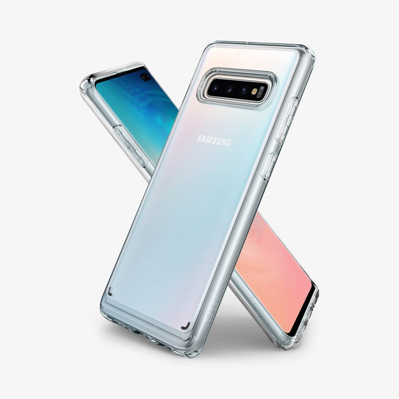 606CS25766 - Galaxy S10 Plus Ultra Hybrid Case in crystal clear showing the sides, back and front