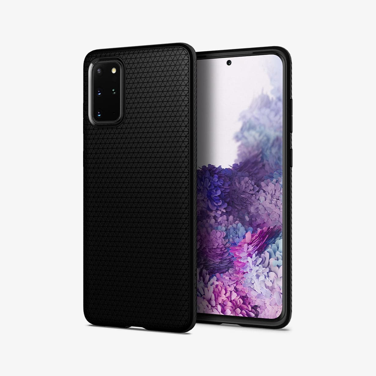 ACS00754 - Galaxy S20 Plus Liquid Air Case in black showing the back and front