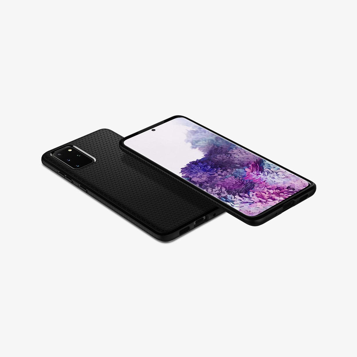 ACS00754 - Galaxy S20 Plus Liquid Air Case in black showing the back, front, sides and bottom