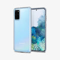 ACS00755 - Galaxy S20 Plus Ultra Hybrid Case in crystal clear showing the back and front