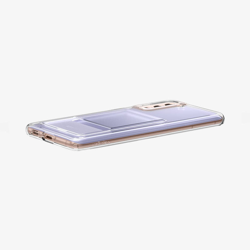 ACS02838 - Galaxy S21 Crystal Slot Case in crystal clear showing the back, side and bottom