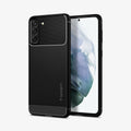 ACS02421 - Galaxy S21 Rugged Armor Case in matte black showing the back and front