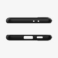 ACS02421 - Galaxy S21 Rugged Armor Case in matte black showing the top and bottom