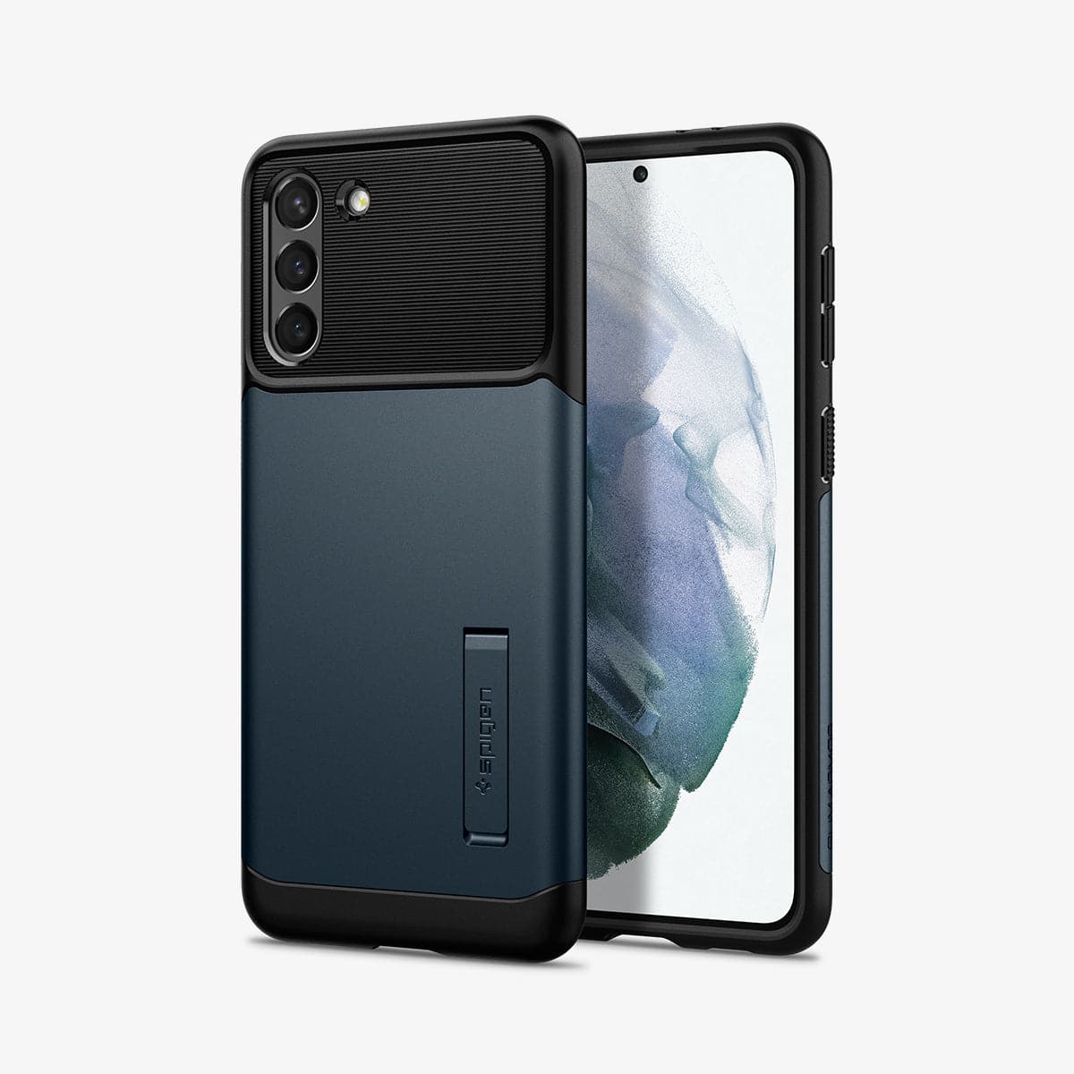 ACS02444 - Galaxy S21 Slim Armor Case in metal slate showing the back and front