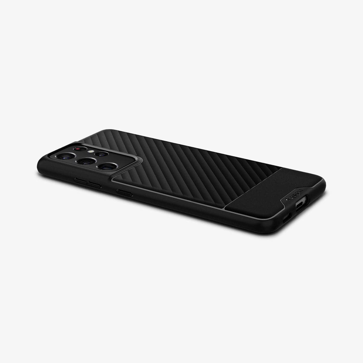 ACS02377 - Galaxy S21 Ultra Core Armor Case in matte black showing the back, side and bottom