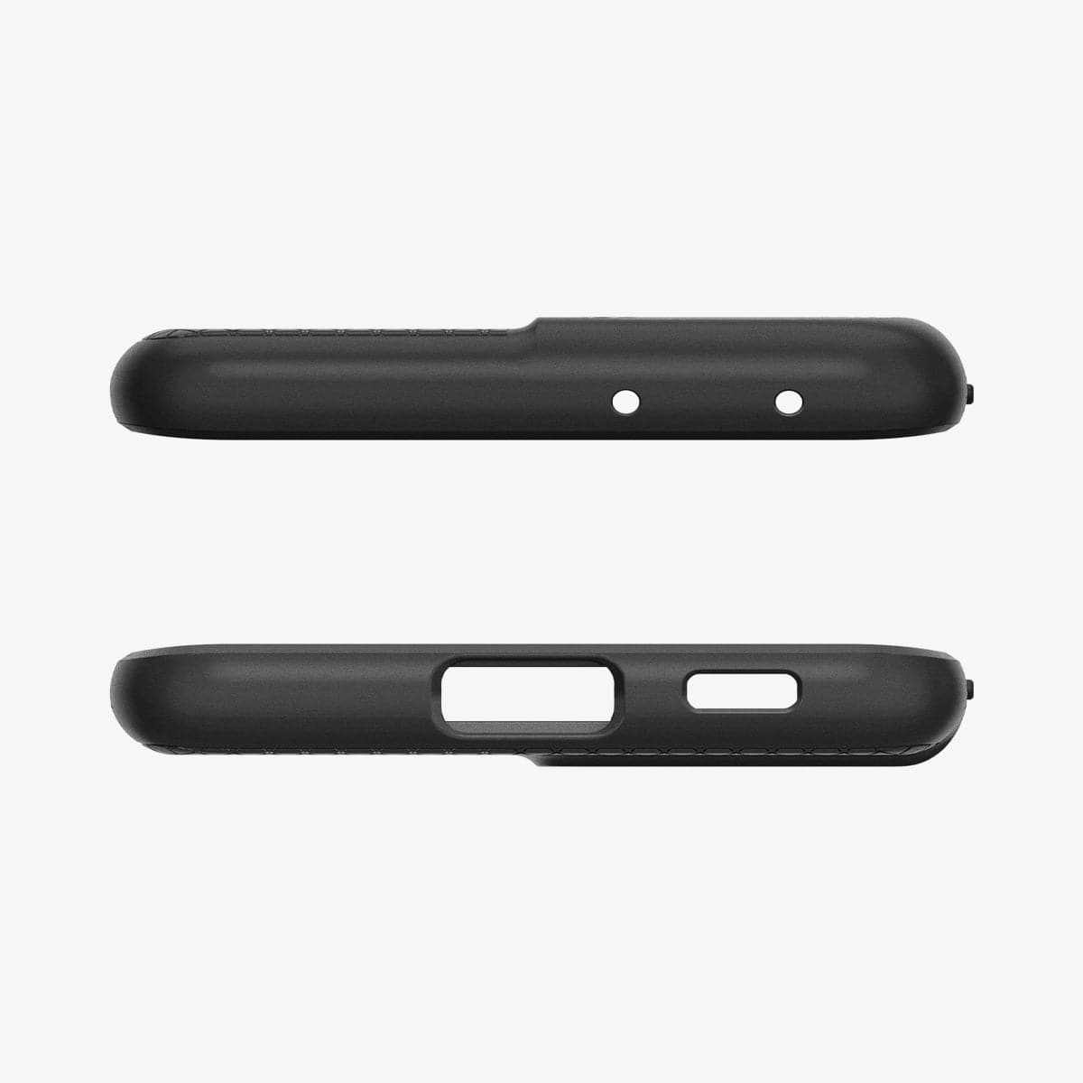 ACS02350 - Galaxy S21 Ultra Liquid Air Case in matte black showing the top and bottom