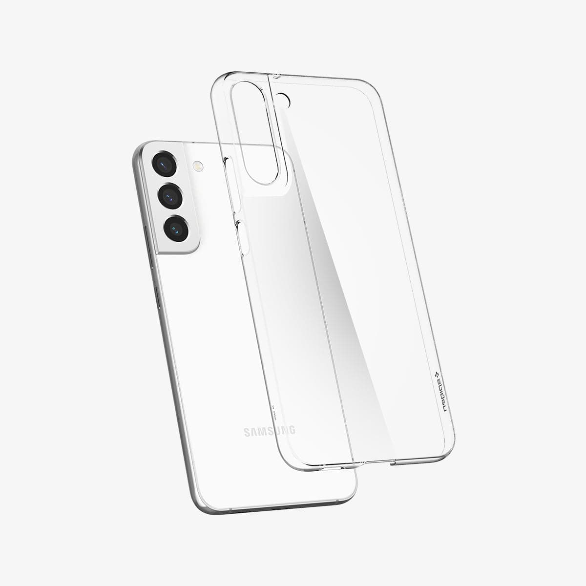 ACS03997 - Galaxy S22 5G Case AirSkin in crystal clear showing the back with case hovering away from device