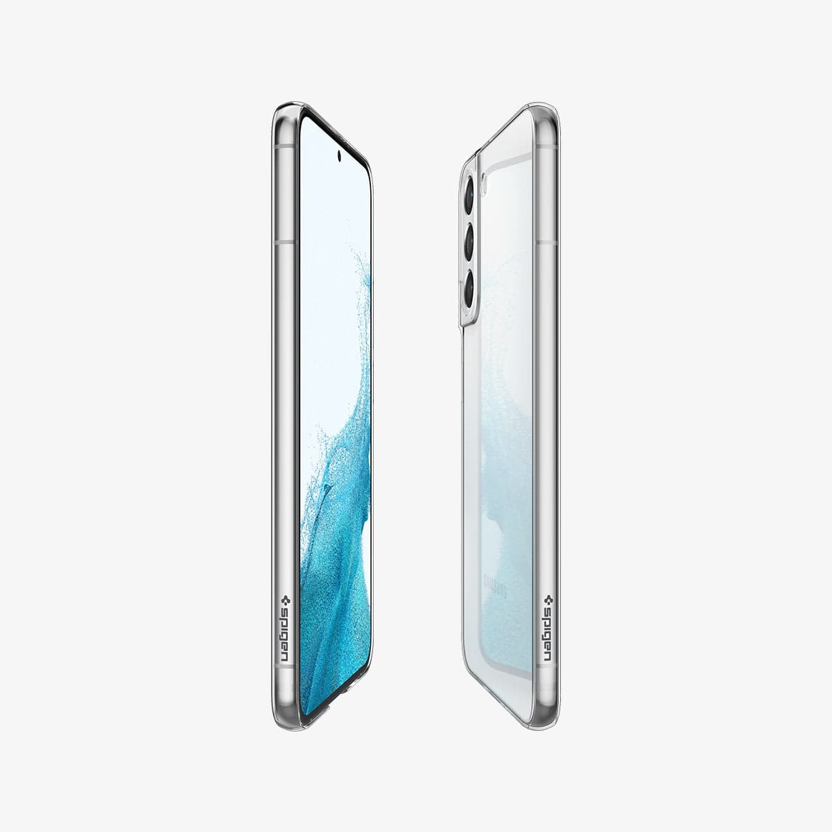 ACS03997 - Galaxy S22 5G Case AirSkin in crystal clear showing the sides, partial back and front