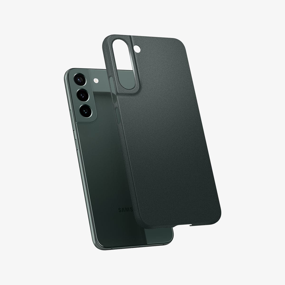 ACS04388 - Galaxy S22 5G Case AirSkin in abyss green showing the back with case hovering away from device