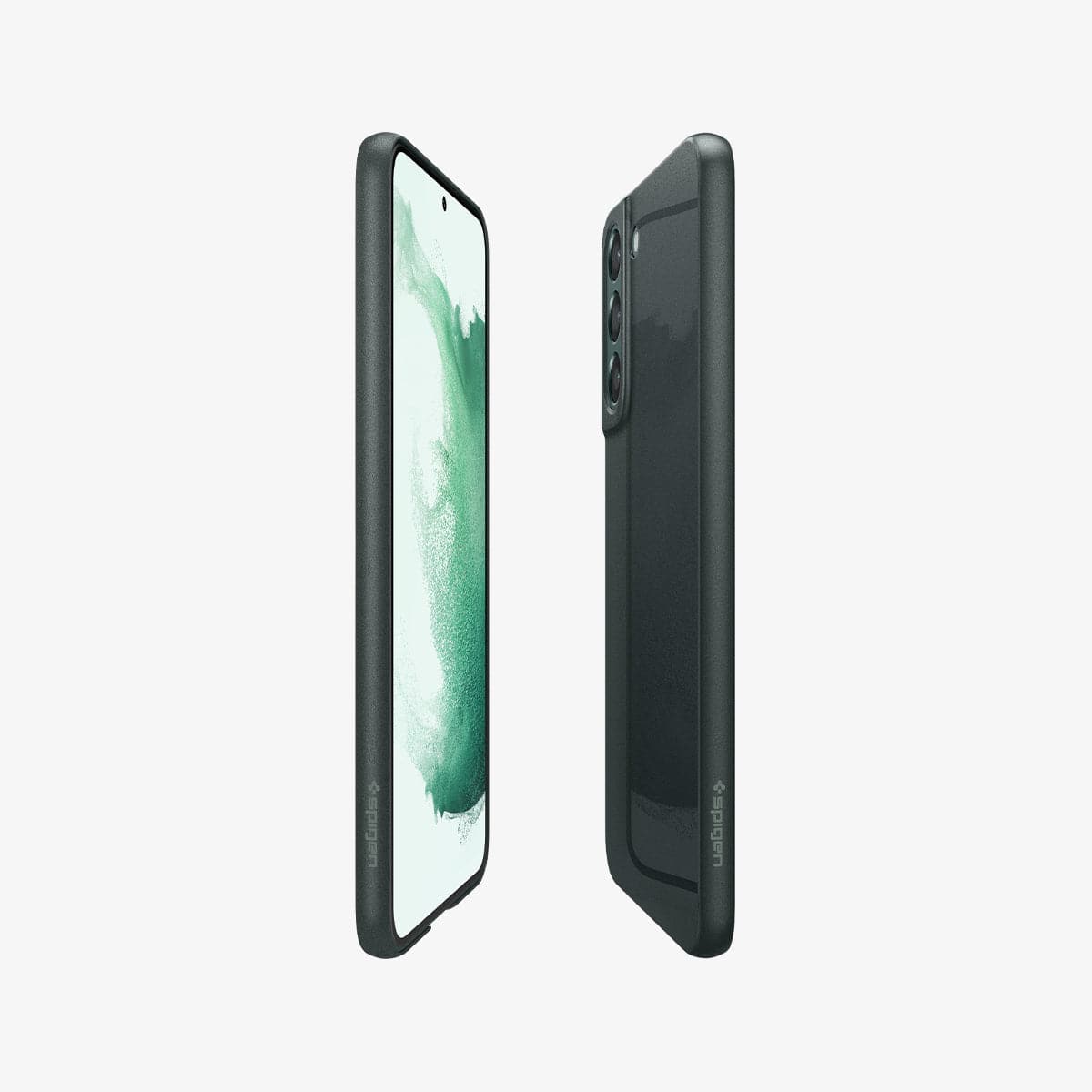 ACS04388 - Galaxy S22 5G Case AirSkin in abyss green showing the sides, partial back and front