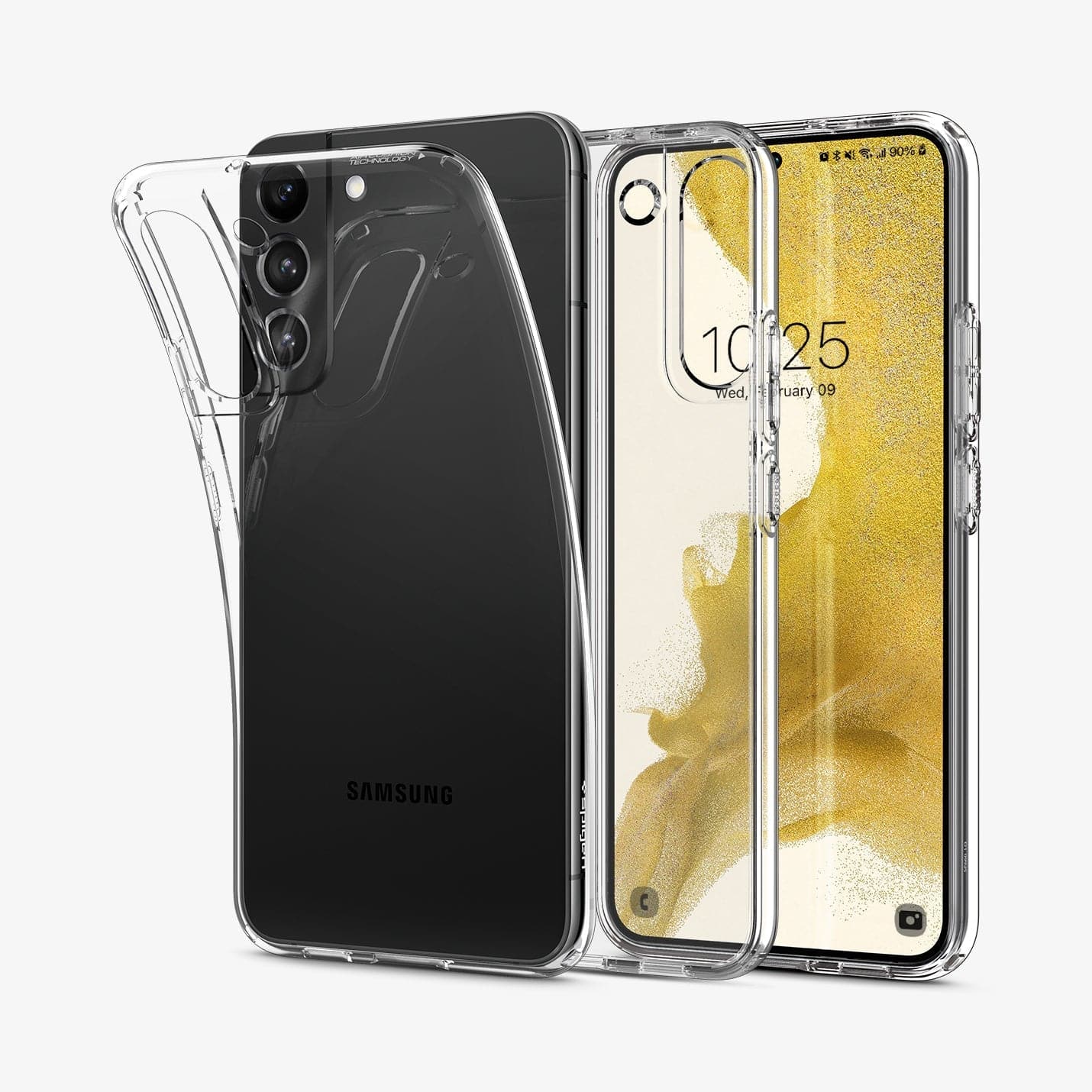 ACS03984 - Galaxy S22 5G Case Liquid Crystal in crystal clear showing the back, inside and front