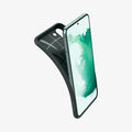 ACS04386 - Galaxy S22 5G Case Liquid Air in abyss green showing the case bending away from device to show the flexibility