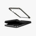 ACS03993 - Galaxy S22 5G Case Neo Hybrid in gunmetal showing the flexible TPU and hard PC bumper