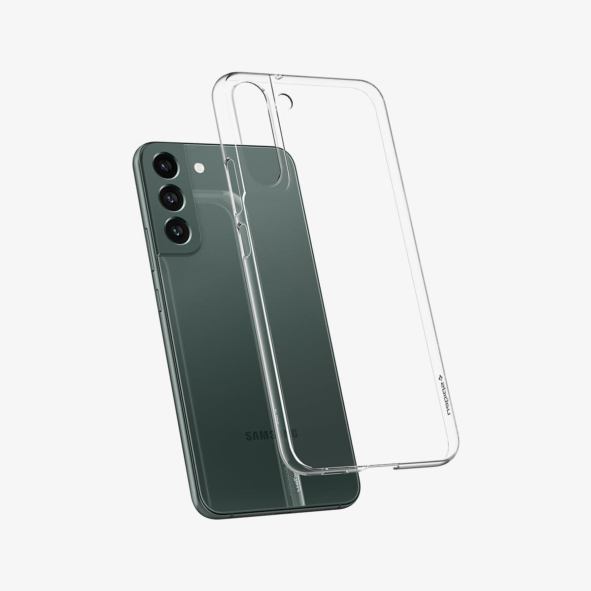ACS03964 - Galaxy S22 Plus 5G Case AirSkin in crystal clear showing the back with case hovering away from device