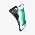 ACS04521 - Galaxy S22 Plus 5G Case Liquid Air in abyss green showing the case bending away from device to show the flexibility