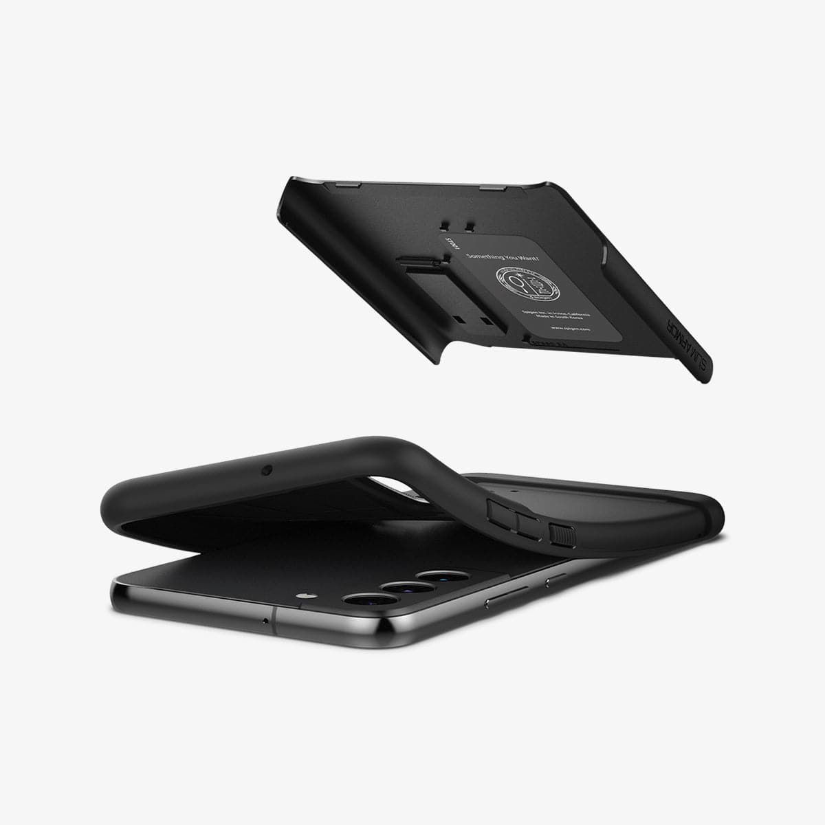 ACS03977 - Galaxy S22 Plus 5G Case Slim Armor in black showing the flexible TPU layer and hard PC layer