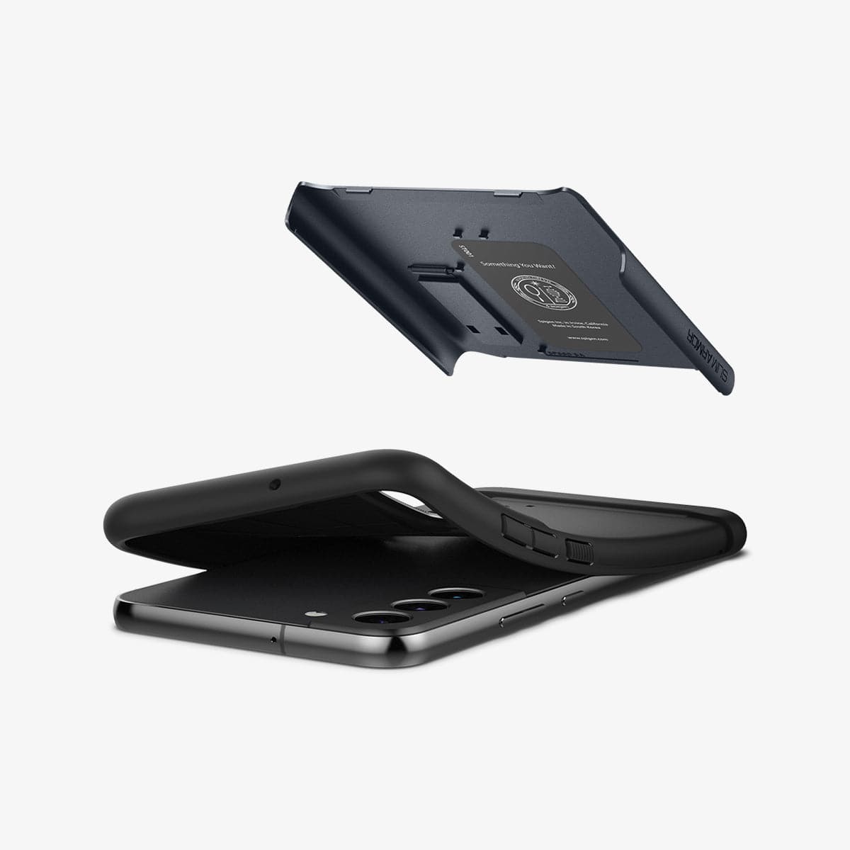 ACS03978 - Galaxy S22 Plus 5G Case Slim Armor in metal slate showing the flexible TPU layer and hard PC layer