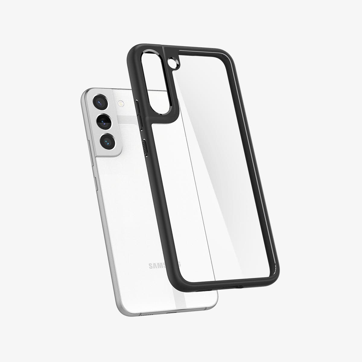 ACS03955 - Galaxy S22 Plus 5G Case Ultra Hybrid in matte black showing the back with case hovering away from device