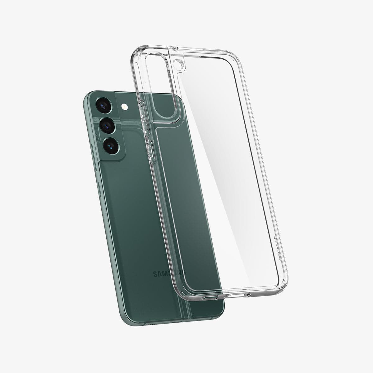 ACS03954 - Galaxy S22 Plus 5G Case Ultra Hybrid in crystal clear showing the back with case hovering away from device