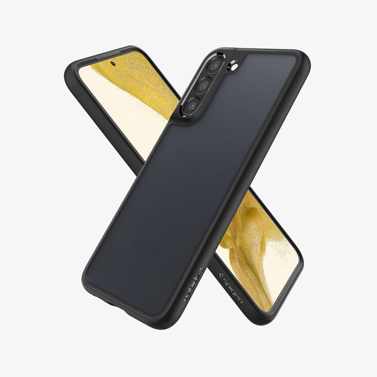 ACS03956 - Galaxy S22 Plus 5G Case Ultra Hybrid Matte in frost black showing the back, front and sides
