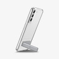 ACS04015 - Galaxy S22 5G Case Slim Armor Essential S in crystal clear showing the device propped up by built in kickstand
