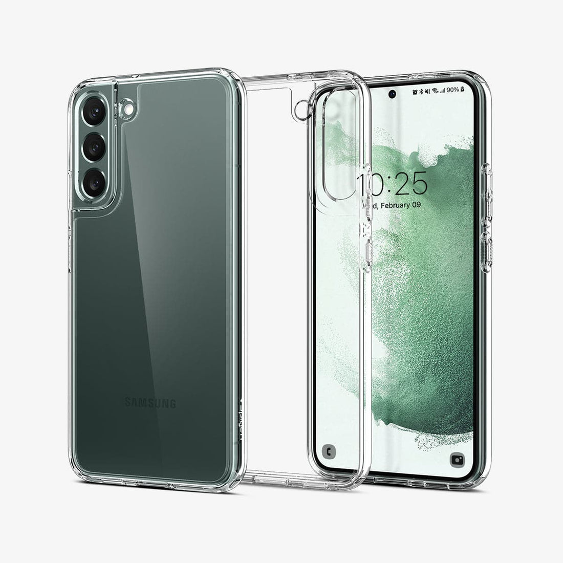 ACS03988 - Galaxy S22 5G Case Ultra Hybrid in crystal clear showing the back, inside and front