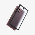 ACS03920 - Galaxy S22 Ultra 5G Case Ultra Hybrid Matte in frost black showing the back and partial bottom with case hovering away from device