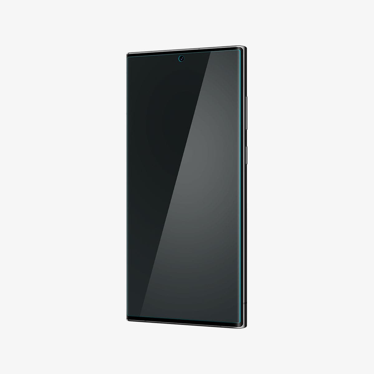 AFL04137 - Galaxy S22 Ultra 5G Screen Protector Neo Flex applied on the front device screen angled with screen off