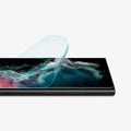 AFL04137 - Galaxy S22 Ultra 5G Screen Protector Neo Flex showing it halfway peeled to show flexibility