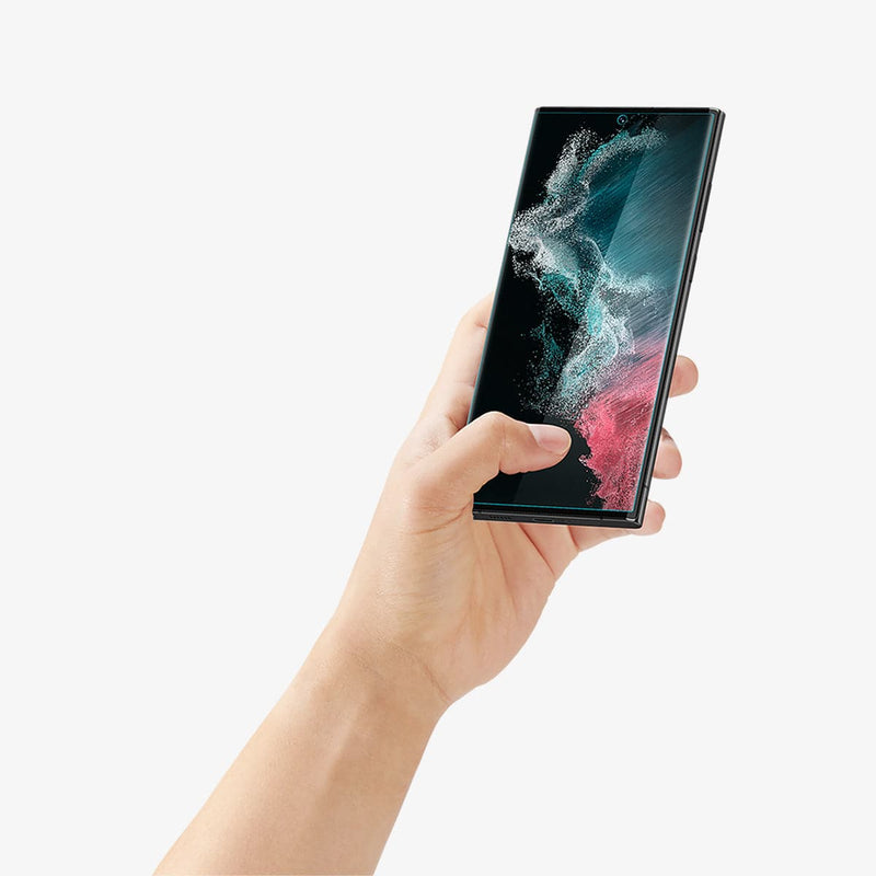 AFL04137 - Galaxy S22 Ultra 5G Screen Protector Neo Flex shown on phone being held in person's hand