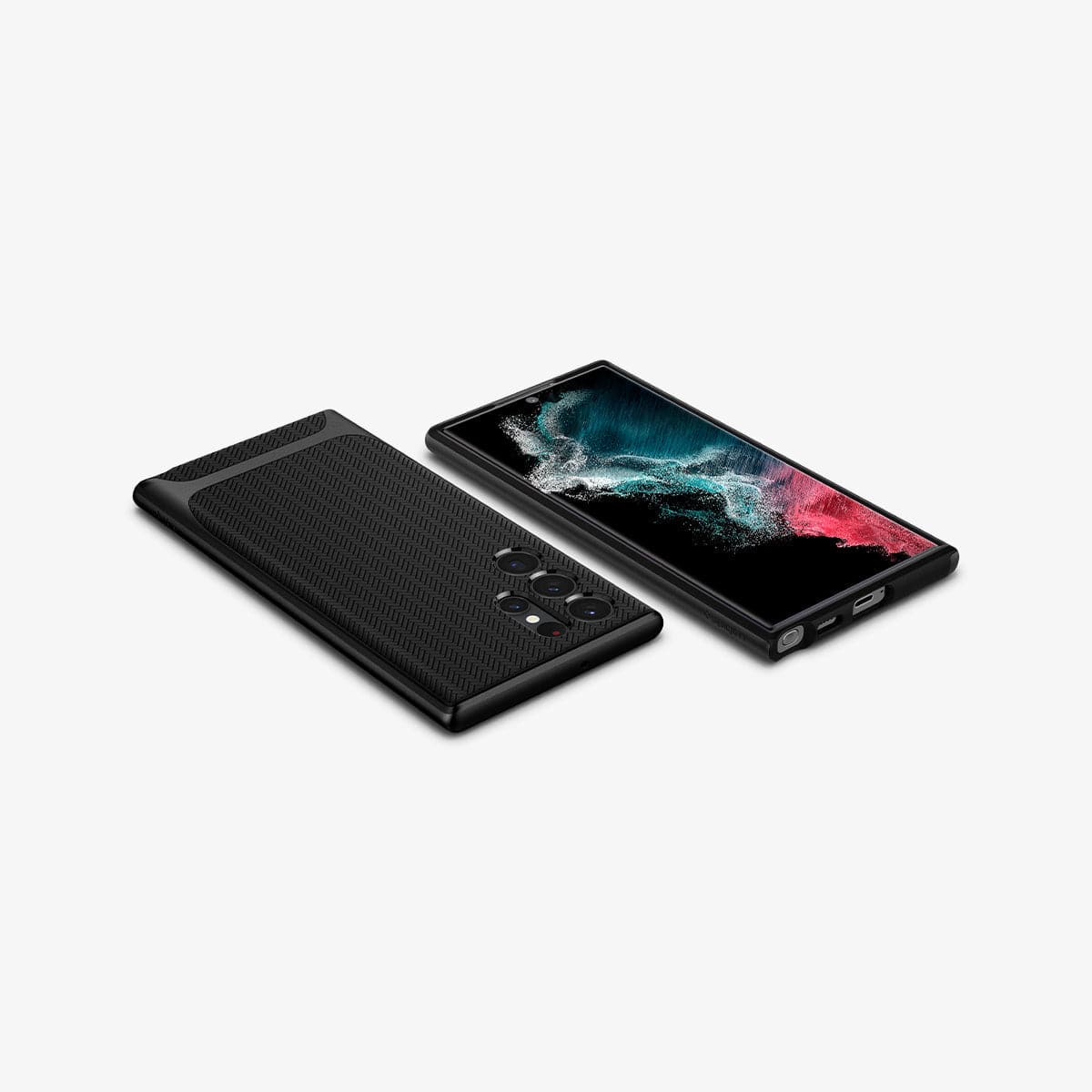ACS03925 - Galaxy S22 Ultra 5G Case Neo Hybrid in black showing the back, front, sides, top and bottom