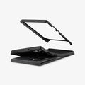 ACS03925 - Galaxy S22 Ultra 5G Case Neo Hybrid in black showing the flexible TPU and hard PC bumper