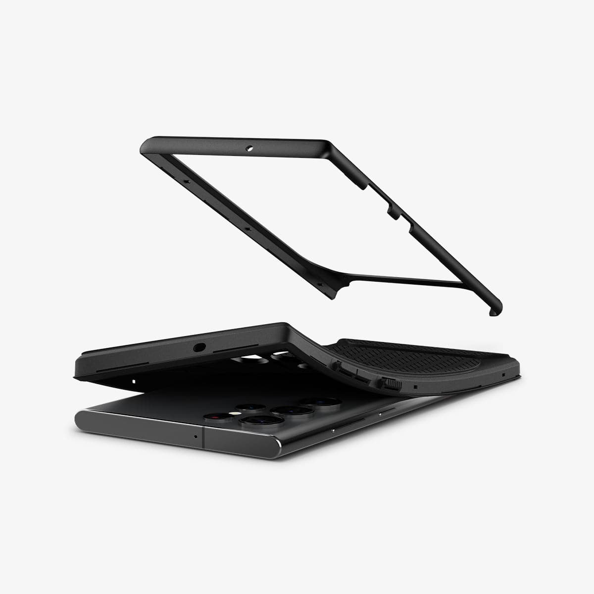 ACS03925 - Galaxy S22 Ultra 5G Case Neo Hybrid in black showing the flexible TPU and hard PC bumper