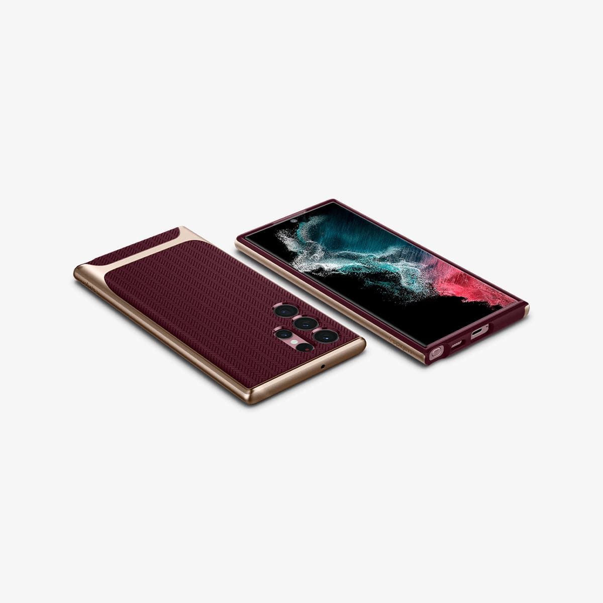 ACS04382 - Galaxy S22 Ultra 5G Case Neo Hybrid in burgundy showing the back, front, sides, top and bottom