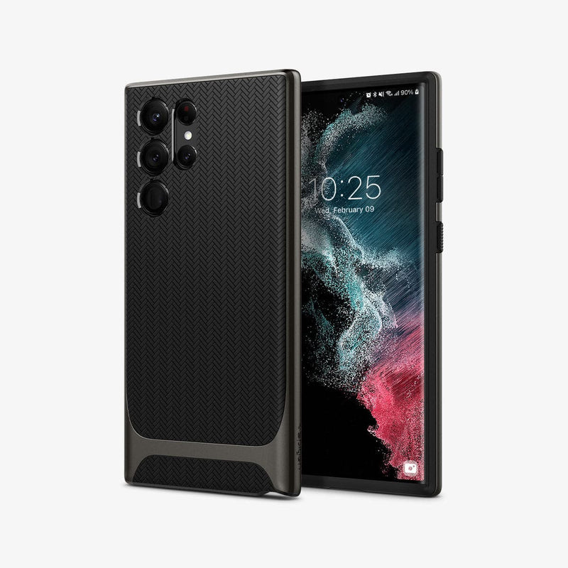 ACS03926 - Galaxy S22 Ultra 5G Case Neo Hybrid in gunmetal showing the back and front