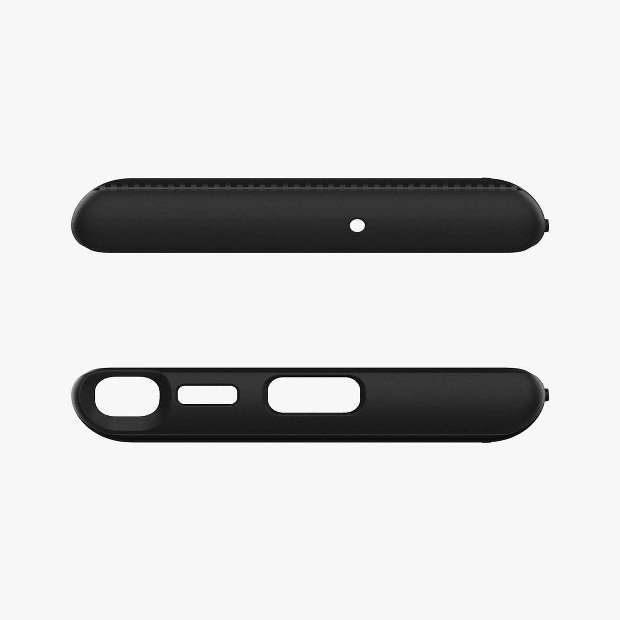 ACS03927 - Galaxy S22 Ultra 5G Case Slim Armor CS in black showing the top and bottom with precise cutouts