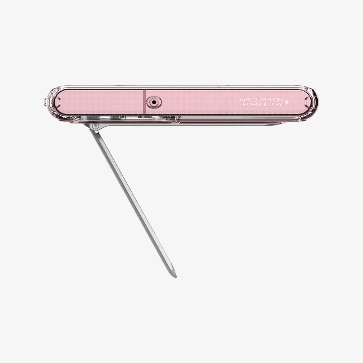 ACS03945 - Galaxy S22 Ultra 5G Case Slim Armor Essential S in crystal clear showing the top with built in kickstand extended out